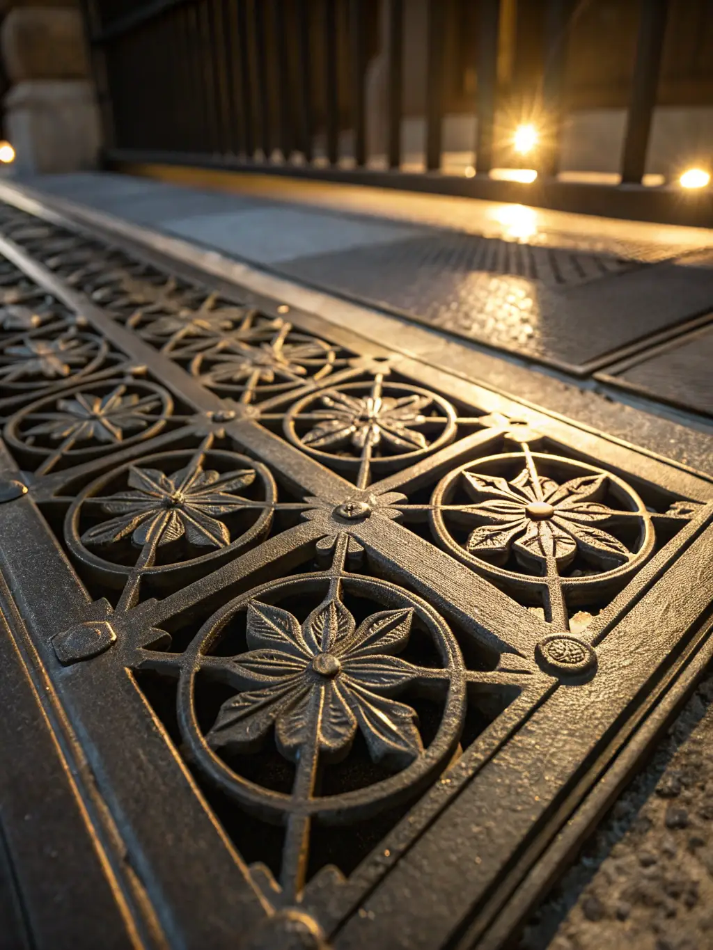 A textured image of wrought iron, emphasizing its strength and rustic appearance, used in Legacy Stainless Designs' interior feature pieces.